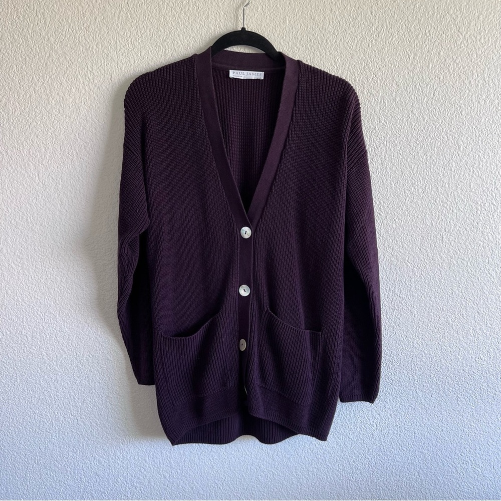 Paul James Women’s Midweight Cotton Ribbed V Neck Cardigan With‎ Pockets
